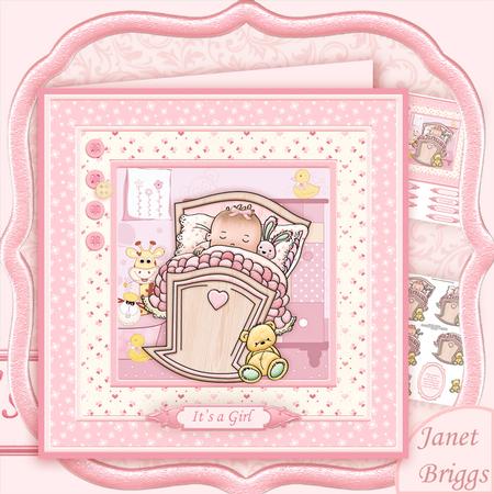 Cute Cradle New Baby Girl 8x8 Mini Kit & Decoupage