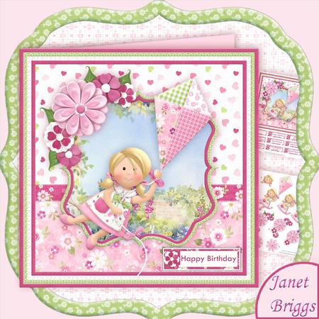 Up Up and Away 8x8 Birthday Girl Mini Kit & Decoupage