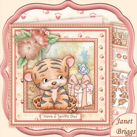 Little Tiger & Butterfly with Optional Flowers 8x8 Mini Kit