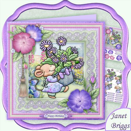 Mouse & Plant Pot 8x8 Mini Kit & Decoupage
