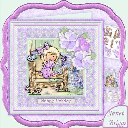 Off for a Walk 8x8 Mini Kit & Decoupage Female Birthday