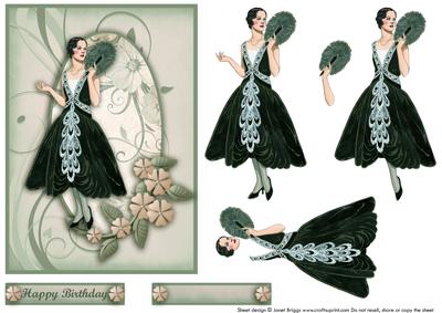 Vintage Lady with a Hint of Green Topper Decoupage