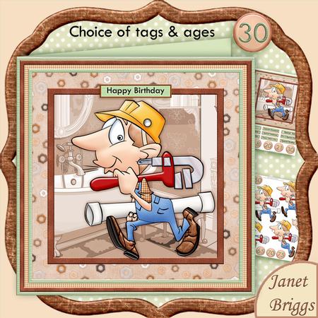 Plumber in the Bathroom 8x8 Mini Kit Ages & Decoupage