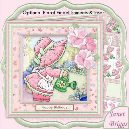 Sunbonnet Sally Watering the Garden 8x8 Mini Kit & Decoupage