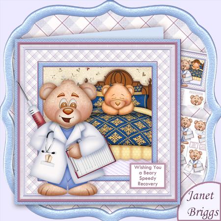 Beary Quick Recovery Get Well Soon Poorly Teddy 8x8 Mini Kit