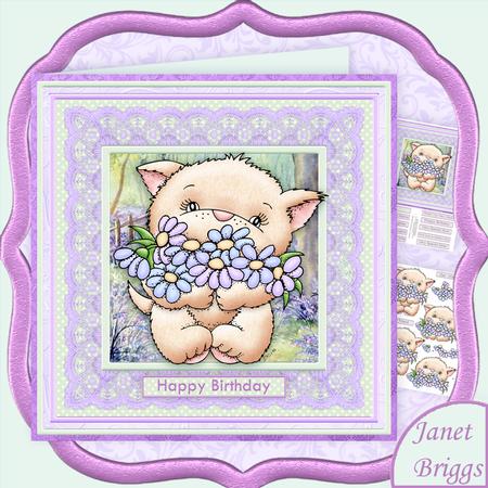 For You Cat with Flowers 8x8 Decoupage Mini Kit