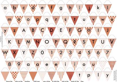 Alphabet Bunting Brown Letters Numbers & Blanks