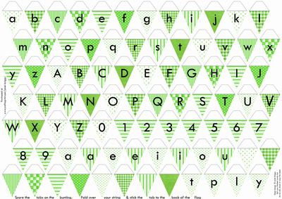 Alphabet Bunting Green Letters Numbers & Blanks