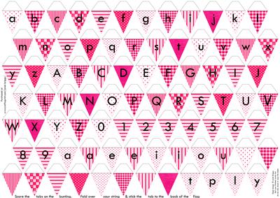 Alphabet Bunting Hot Pink Letters Numbers & Blanks