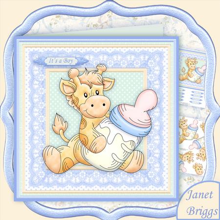 Baby Boy Giraffe 8x8 Mini Kit & Decoupage