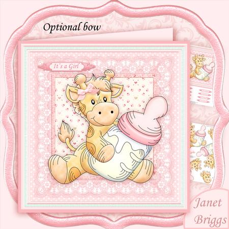 Baby Girl Giraffe 8x8 Mini Kit & Decoupage