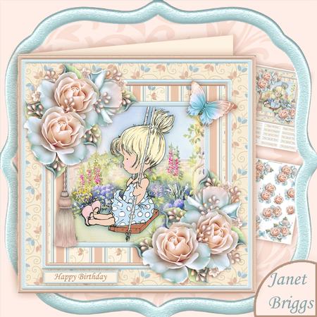 Have a Swinging Time 8x8 Female Birthday Decoupage Mini Kit
