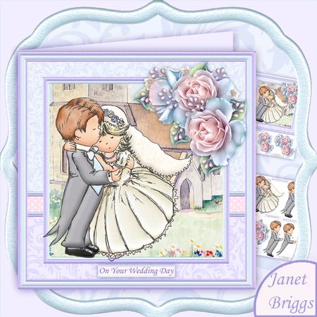 Wedding Day Bride & Groom Hugs 8x8 Mini Kit & Decoupage