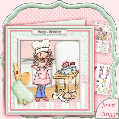 Lady Chef or Cook Baking 8x8 Mini Kit & Decoupage