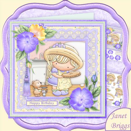 Izzy's Cutie Pie Female Birthday 8x8 Mini Kit & Decoupage