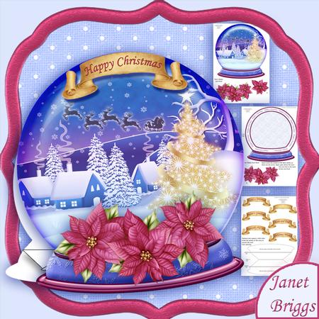 Christmas Snow Globe & Gold Tree Shaped Rocker Card Mini Kit