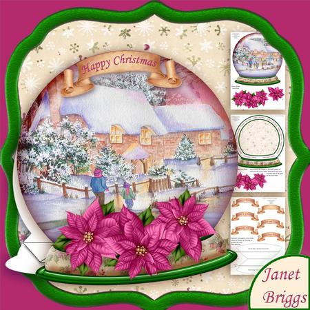 Christmas Snow Globe Cottage Glow Shape Rocker Card Mini Kit