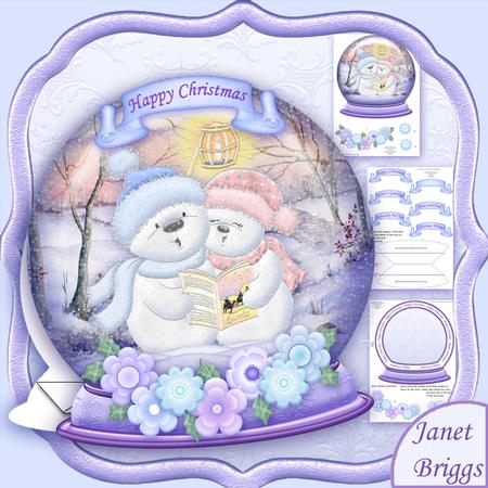 Christmas Snow Globe Singing Snowmen Shaped Card Mini Kit