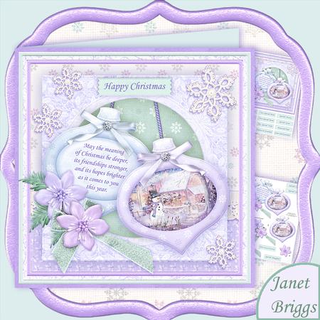 Christmas Baubles Snowman in Garden 8x8 Mini Kit & Decoupage