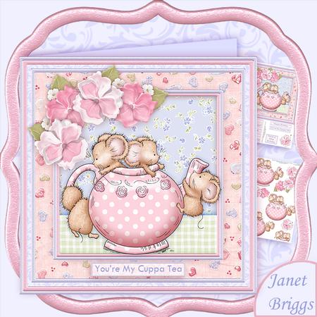 Time for Tea Mice 8x8 Mini Kit & Decoupage Various Occasions