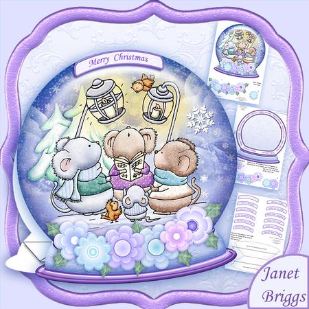 Christmas Snow Globe Merry Mice Shaped Card Mini Kit