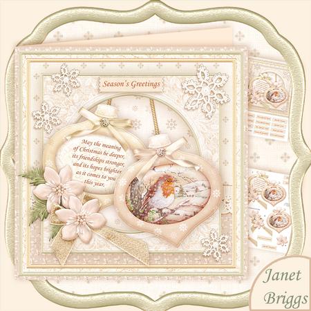 Christmas Baubles Robin in Snow 8x8 Mini Kit & Decoupage