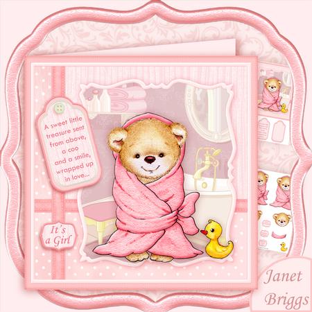 Baby Girl Bath Time 8x8 Mini Kit & Decoupage