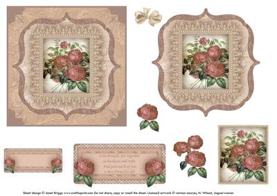 Vintage Lace Framed Roses Toppers & Decoupage