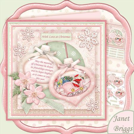 Christmas Baubles Santa's Sleigh 8x8 Mini Kit & Decoupage