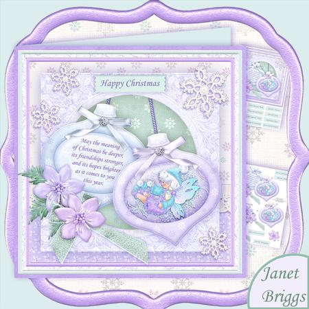 Christmas Baubles Frosty Fairy Decoupage 8x8 Mini Kit