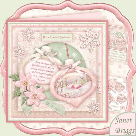 Christmas Baubles Pink Wonderland 8x8 Mini Kit & Decoupage
