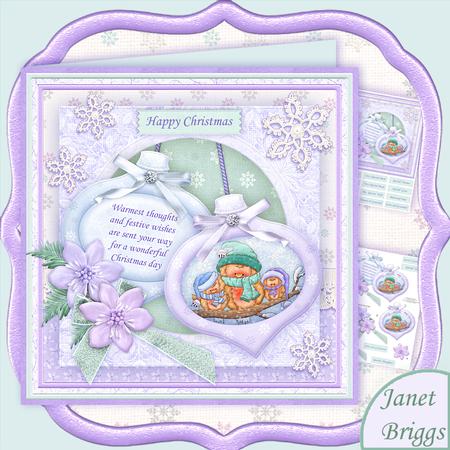 Christmas Baubles Jingle Robins Decoupage 8x8 Mini Kit