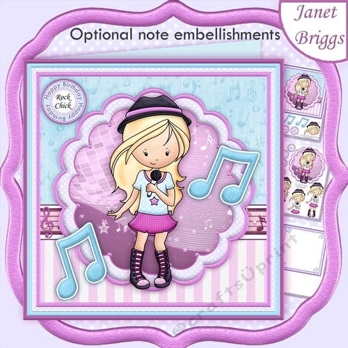 You Rock Girl 8x8 Singing Girl Mini Kit & Decoupage
