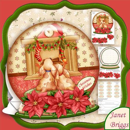 Christmas Snow Globe Waiting for Santa Shaped Card Mini Kit