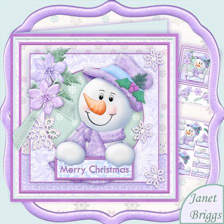 Shabby Chic Snowman 8x8 Christmas Mini Kit & Decoupage
