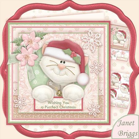 Shabby Chic Purrfect Christmas 8x8 Mini Kit & Decoupage