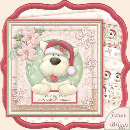 Shabby Chic Christmas Westie Dog 8x8 Mini Kit & Decoupage