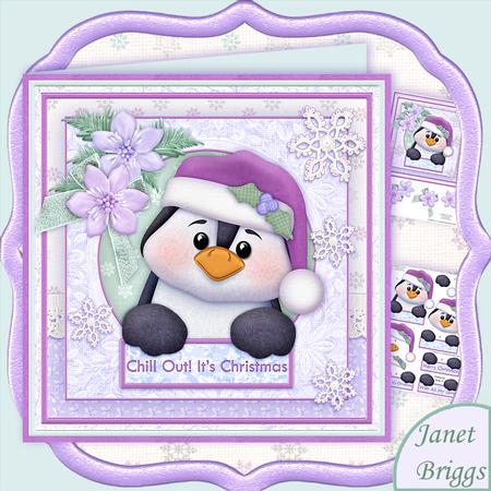 Shabby Chic Penguin 8x8 Christmas Mini Kit & Decoupage