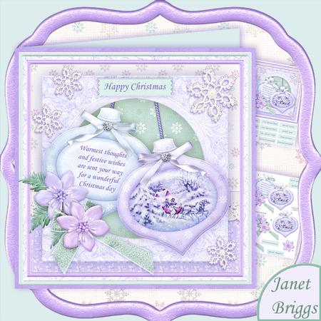 Christmas Baubles Sleigh Ride Decoupage 8x8 Mini Kit