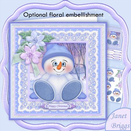 Snowman Baby Blue 8x8 Christmas Mini Kit Flowers Optional