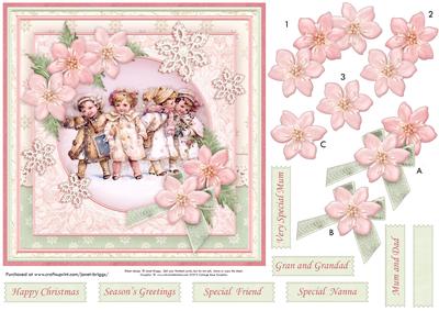 Christmas Vintage Children 7x7 Quick Card Topper & Decoupage