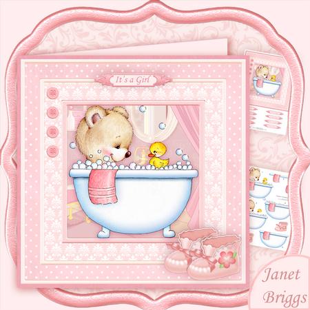 Baby Girl Bubble Time 8x8 Decoupage Mini Kit