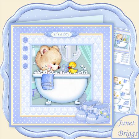 Baby Boy Bubble Time 8x8 Decoupage Mini Kit