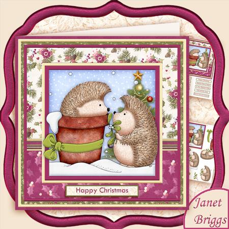 Mistletoe Hedgehogs 7.5 Christmas Decoupage Mini Kit