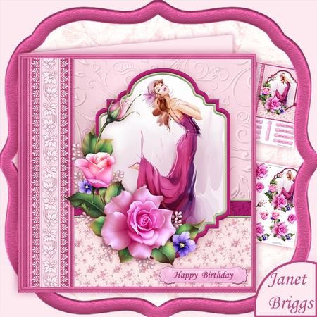 Lady Rose Female Birthday Mother's Day 8" Decoupage Mini Kit