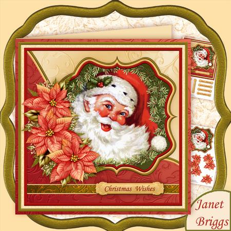 Vintage Jolly Santa Christmas Decoupage 7.5 Mini Kit