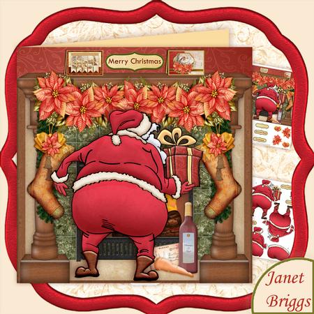 Christmas Fireplace & Santa 8x8 Decoupage Mini Kit