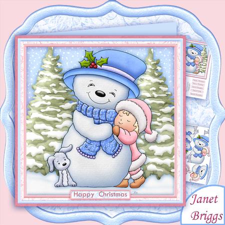 Snowman Hugs 7.5 Christmas Decoupage Mini Kit