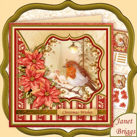 Robin in Lamplight Christmas 7.5 Decoupage Mini Kit