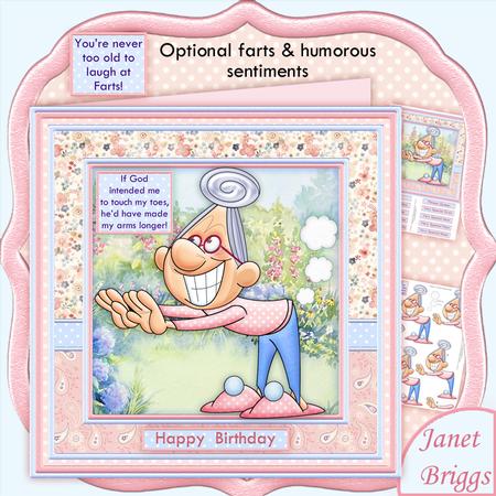 Gran Touching Toes Humorous Exercise or Farts Mini Kit